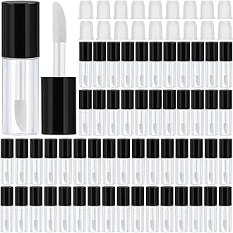 Patelai 100 Pieces Clear Mini Lip Gloss Tube Refillable Empty Lip Balm Gloss Containers Bottles Transparent Mini Lipstick Containers for Women DIY Makeup(Black,3ml)
