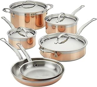 CopperBond Collection - 100% Pure Copper 10-Piece Ultimate Cookware Set, Induction Cooktop Compatible