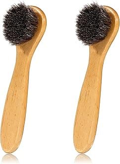 Shoe Brush, Boot Brush, 2 Pieces Horse Hair Brush for Leather, Shoe Brushes for Cleaning, Shoe Polish Brush, Horsehair Shoe Brush Leather Shoes Boot Cleaning Brush Care Clean Dauber Applicators