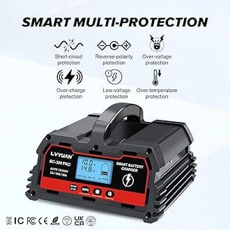 LVYUAN 12V/24V Car Battery Charger with Trickle Charger Automotive Smart Battery Charger, Smart Battery Maintainer, 5A/10A/30A for Car Truck Motorcycle LiFePO4 Lithium and Lead Acid Batteries