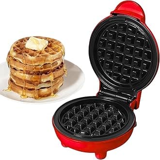 Electric Mini Waffle Maker, 550W Fast Heating Element with Overheat Protection, 4-Inch Non-Stick Plates and Cooking Surface, Perfect for Breakfast, Hash Browns, Keto Chaffles, Red WM215R