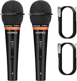 Premium Wired Vocal Dynamic Handheld Microphones - Includes 19ft Detachable XLR Cable and ON/Off Switch - 2 Pack, Metal Black