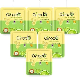 AIRODO Air Room Freshener Power Pocket Gel, Fragrance Booster, Lasts Upto 30 Days, Skin Friendly, Home Fragrance Fresh Scents for Bathroom, Toilet, Living Room, Office (Citrus Blast, Pack of 6)