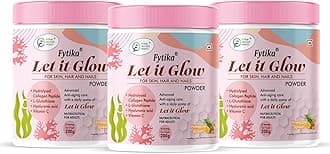 FYTIKA HEALTHCARE PRODUCTS Let It Glow Collagen Supplement Powder For Men & Women|L- Glutathione, Vitamin C, Sesbania Agati Extract|Promotes Healthy Skin, Hairs And Nails (Pineapple, Pack Of 3)