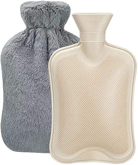 Hot Water Bottle Rubber with Soft Cover (2 Liter) Fythao Hot Water Bag for Cramps, Neck, Shoulders Pain Relief Dark Gray
