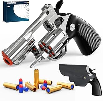 Revolver Toy Gun with Holster Silver - Soft Bullet Western Cowboy Prop Revolv...