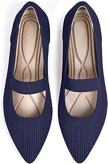 Women's Flats Shoes Pointed Toe Knit Washable Ballet Comfortable Dressy Mary Jane Flat
