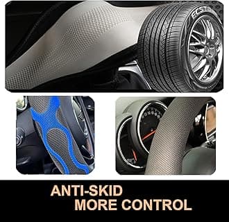 PINCTROT D Shaped Comfy Grip Steering Wheel Cover, Anti-Slip Design, Flat Bottom 14.5-15 Inch(Silicone Blue)