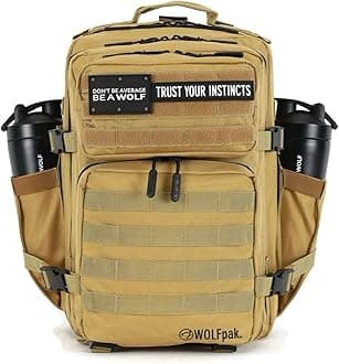 WOLFpak 35L Backpack (Khaki) Medium Gym and Travel Backpack, Military Grade, Multipurpose Utility Bag for Men and Women, Heavy-Duty & Durable