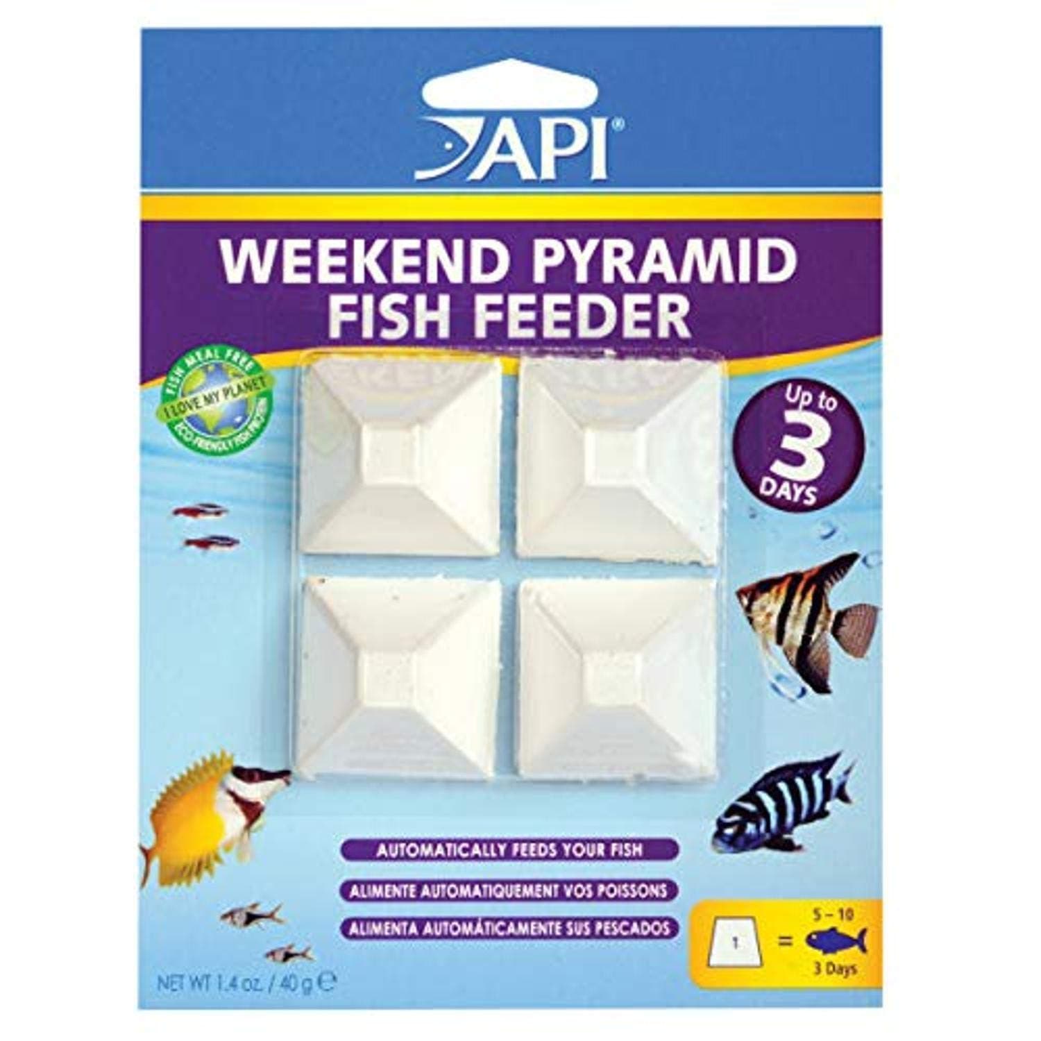 WEEKEND PYRAMID FISH FEEDER 3-Day Automatic Fish Feeder 35-Gram 4-Count Pack