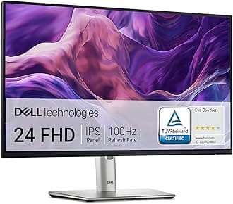 P2425H 24 Inch Full HD (1920x1080) Monitor, 100Hz, IPS, 5ms, 99% sRGB, USB-C, DisplayPort, HDMI, VGA, 4x USB, 3 Year Warranty, Black