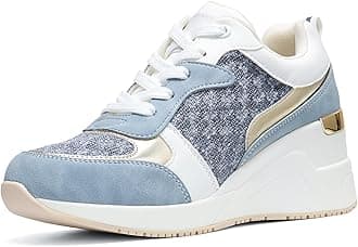 High Heeld Wedge Sneakers for Women - Ladies Hidden Lace Up Shoes Best Chioce Casual and Daily Wear UK