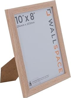 Wall Space 10x8 Oak Frame | Light Oak 10x8 Photo Frame | 10 x 8 inch Oak Photo Frame | SOLID OAK Picture Frames 8x10 | Wooden 8x10 Photo Frame with REAL GLASS | 10x8 Wooden Frame | 8x10 Oak Frame