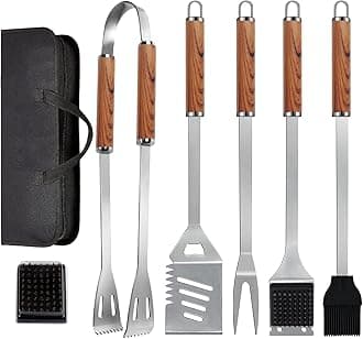 – 7-in-1 BBQ Tools Set Extra Thick Stainless Steel Grill Tool Set with Storage Bag, Premium Complete Outdoor BBQ Utensils Set Professional Barbecue Accessories BBQ Kit for Men and Women Gift