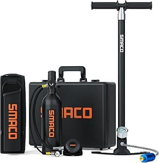 SMACO S400 Pro 1L Scuba Tank Mini Scuba Diving Tank—DOT Certified Tank with 15-20 Minutes Backup Scuba Tank Kit Diving Oxygen Underwater Breathing Device with Aluminum Hard Case