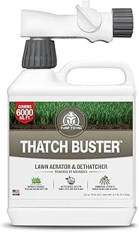 Thatch Buster Liquid Lawn Aerator and Dethatcher (32 oz) with Hose End Sprayer – Liquid Soil Loosener for Compacted & Clay Lawns – Improves Drainage & Root Growth – Covers 6,000 Sq Ft