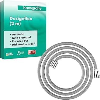 hansgrohe 28230000 DesignFlex Textile Chrome Handshower Hose, 80-inch