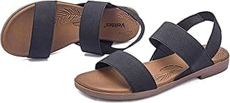 Veittes Women's Flat Slide Sandals - Casual Cross Strappy Elastic Strap Spring Summer Shoes.(2107021,BK/MF,9 UK)