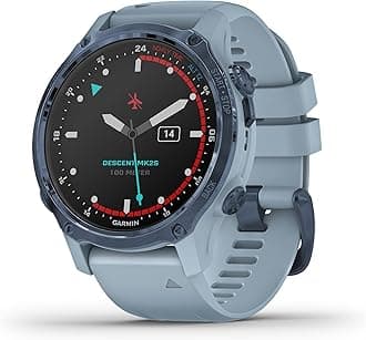 GarminGarmin Descent Mk2S, Smaller-Sized Watch-Style Dive Computer, Multisport Training/Smart Features, Mineral Blue with Sea Foam Silicone Band, (010-02403-06)