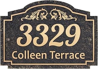 Handcrafted Carving Vintage Address Plaque Home Address Sign Decorative Personalized House Sign Garden Wall Plaque - Imitation Metal - Any Font - Arbitrary Layout (Garden)