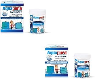 Aquapura Chlorine Water Purification Tablets | Each Tab for 500L, 50 Tab Pack | (25000L Water Purification) | 3 Years Shel Life & Warranty, Chlorine Tab for Overhead & Undergorund Tanks (Pack of 2)