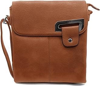 Woodland Leathers Women's Cross Body Shoulder Messenger Bag, Multiple Slip and Zip Pockets Handbag with Storage Pocket