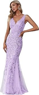 Ever-Pretty Women's Sequin Formal Dress Double V-Neck Sleeveless Mermaid Long Evening Dresses 07886