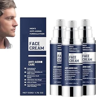 6 in 1 Men’s Anti-Aging Facing Moisturizer - Hydrating Cream for Darker Circles, Darker Spots, and Eye Bags Nourishing After Shave Lotion for Smoother, Firmer Skin (3pcs)