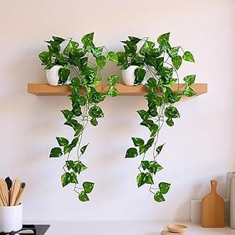 Plastic Pack Of 2 Artificial Vine Plants Falling With Small Size Pot-Natural Touch&Feel Home Décor-Perfect For Home And Office Decoration-Size 45 Cm | Artificial Plant