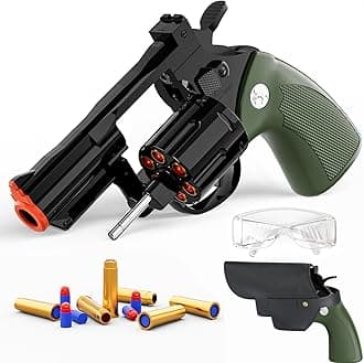 monochildoing Toy Gun Foam Blaster Soft Bullet Toy Revolver, 40 Soft Bullets, Revolver Foam Bullets Blasters Toy Gun,Educational Toy Model for Boys and Girls Aged 6 7 8 9 10+ (Green)
