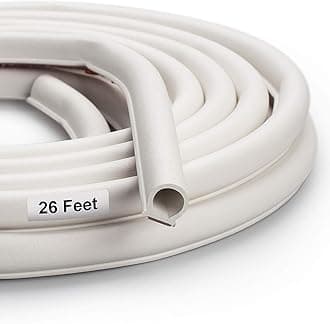 Weather Stripping Seal Strip for Doors/Windows, Self-Adhesive Backing Seals Large Gap， Easy Cut to Size (26FEET, White)