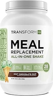 TransformHQMeal Replacement Shake Powder 28 Servings (Mint Chocolate Chip) - 20G Protein per Serving, Non-GMO