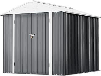 Greesum Metal Outdoor Storage Shed 6FT x 4FT, Steel Utility Tool Shed Storage House with Door & Lock, Metal Sheds Outdoor Storage for Backyard Garden Patio Lawn (6' x 4'), Gray