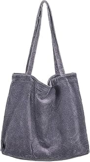 EtercycleEtercycle Women Corduroy Tote Bag, Casual Handbags Big Capacity Shopping Shoulder Bag with Pocket(Gray)