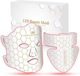YahiLED Face Mask Light Therapy, Red Light Therapy for Face, 175 High-Density Light Beads, 7-1 Colors LED Facial Skin Care Mask, White