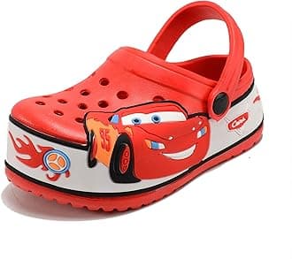 Kids Clogs Shoes Cute Cartoon Slip On Garden Clogs Shoes Toddlers Slippers Sandals Soft Sole Shower Slides Water Shoes for Beach Pool 7- Red