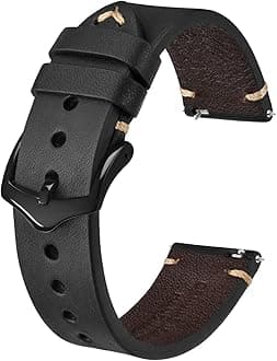 BISONSTRAP Men's Watch Bands, Hand-Stitched Leather Watch Straps, Quick Release, 18mm 19mm 20mm 21mm 22mm