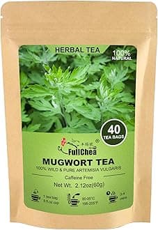 FullChea - Mugwort Tea Bag 40 Teabags, 1.5g/bag - 100% Pure Mugwort leaves Herbal Tea - Rich In Antioxidants