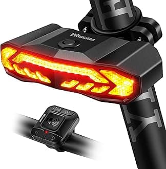 Smart Bike Light with Turn Signals, Brake Light, and Alarm Horn - Auto ON/Off Rechargeable Waterproof Rear Bicycle Tail Light with Remote