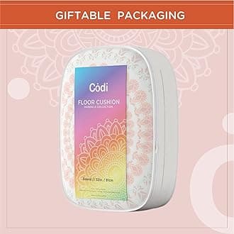 Codi Meditation Floor Pillow Set of 2, Round Large Pillows Seating for Adults, Bohemian Mandala Circle Cushions for Outdoor Fireplace Yoga Living Room, 32 Inch, Memory Foam Added, Coral