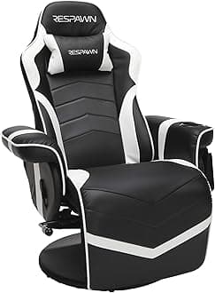 900 Gaming Chair - Video Games Console Recliner, Computer Chair With Adjustable Leg Rest, Cupholder, and Footrest - White