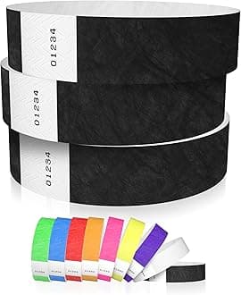 600 WristCo Black Tyvek Wristbands for Events - Comfortable Tear Resistant Paper Bracelets ID Wrist Bands for Concerts Festivals Admission Party Identification