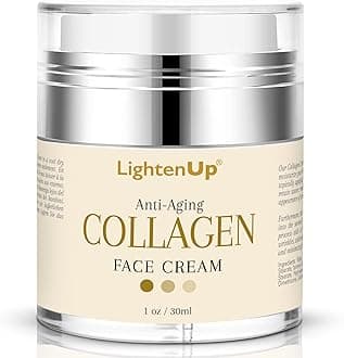 LightenUp Collagen Cream for Face - 1 fl oz / 30 ml - Antiaging, Fine Lines and Neck, Moisturizing and Hydrating Creams, Age Spots, with Hyaluronic Acid, for Women and Men, Made in USA