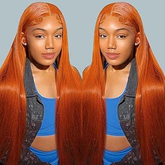 Ginger Wig 26inch 5x5 Straight Lace Closure Wigs Human Hair 180% Density HD Transparent Lace Front Wigs Human Hair Pre Plucked With Baby Hair 350 Colored Orange