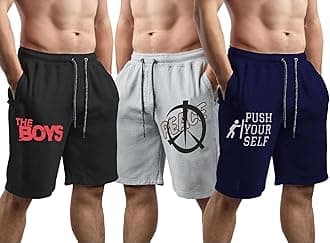 hotfits Men's Black & Grey Cotton Gym Regular Shorts-Pack of 2