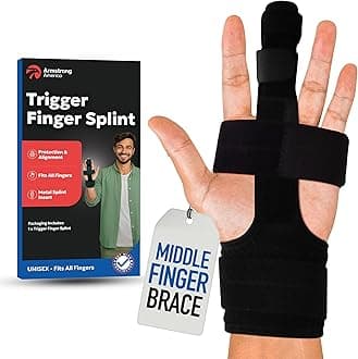Trigger Finger Splint Finger Brace – Comfortable Finger Splints for Broken Fingers. Adjustable Aluminium Finger Straighter for Bent Mallet or Arthritic Finger Joints. Fits All Fingers (Small/Medium)