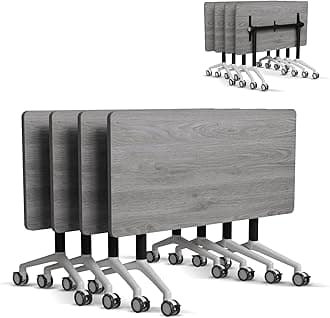 6-8 Person Conference Table Folding Conference Table for Office,Training, Seminar,Schools Modern Wood Conference Meeting Room Table Large Rectangular Conference Room Tables (6, Grey, 71in)