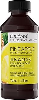 LorAnn Pineapple Bakery Emulsion, 4 oz - Intense Pineapple Flavor Extract for Baking, Cookies, Frosting, Ice Cream, Pineapple Pie, Smoothies and Beverage - Gluten Free, Vegan, Sugar Free, Nut Free