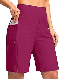 G Gradual Women's 9" Long Swim Board Shorts with Pockets High Waisted Knee Length Beach Swimming Shorts for Women with Liner
