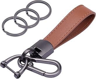 Genuine Leather Car Keychain, Universal Heavy Duty Key Fob Keychain Leather Key Chain Holder for Men and Women